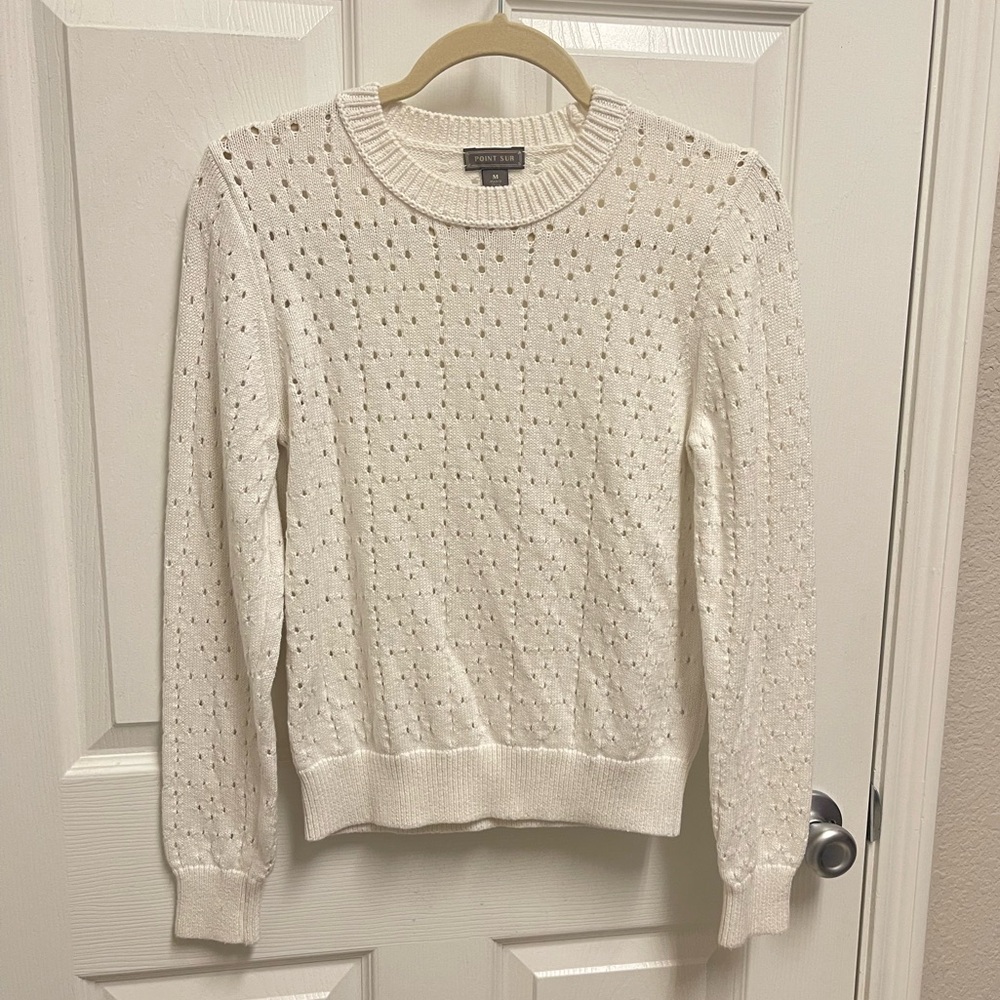 J. Crew Point Sur White Cut Out Sweater